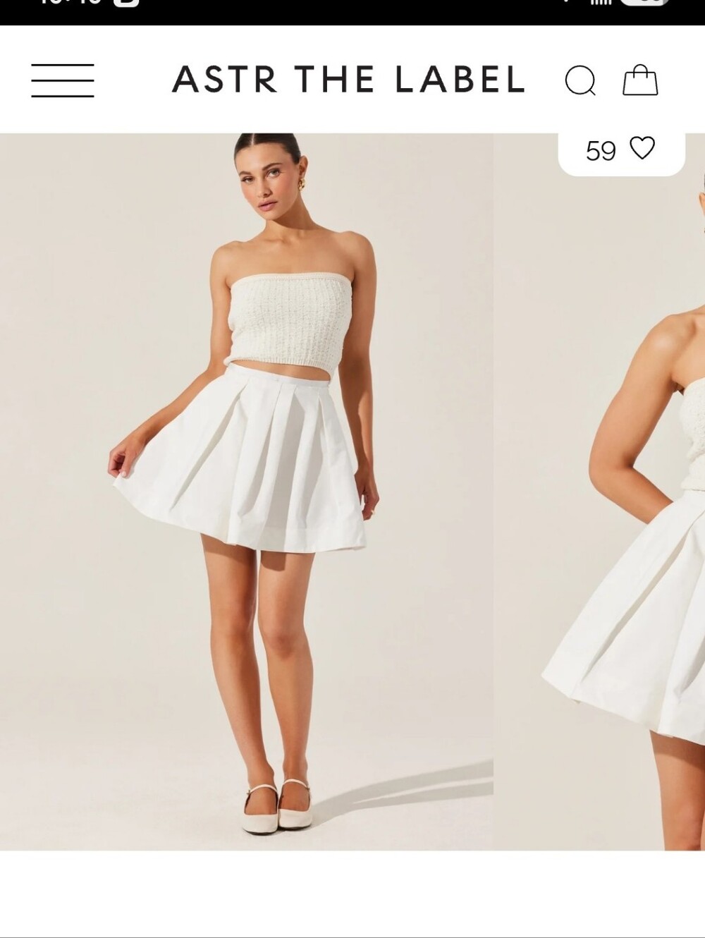 ASTR the label Antheia Pleated White Mini Shirt- Medium